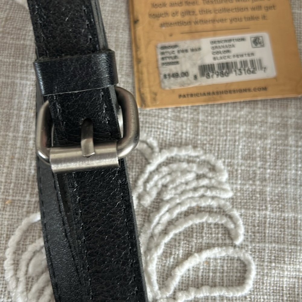 Patricia Nash NWT Granada Metallic Black Pewter Embossed Map Leather Crossbody - Picture 14 of 14